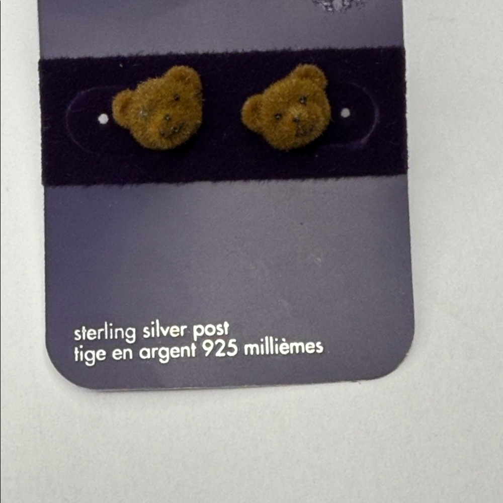 Claire's Brown Teddy Bear Earrings with Sterling Silver Posts